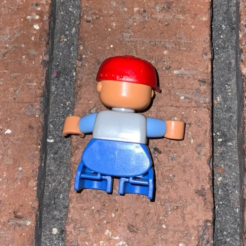 LEGO Duplo Boy‎ Child Red Hat Gray Shirt Blue Pants Figure